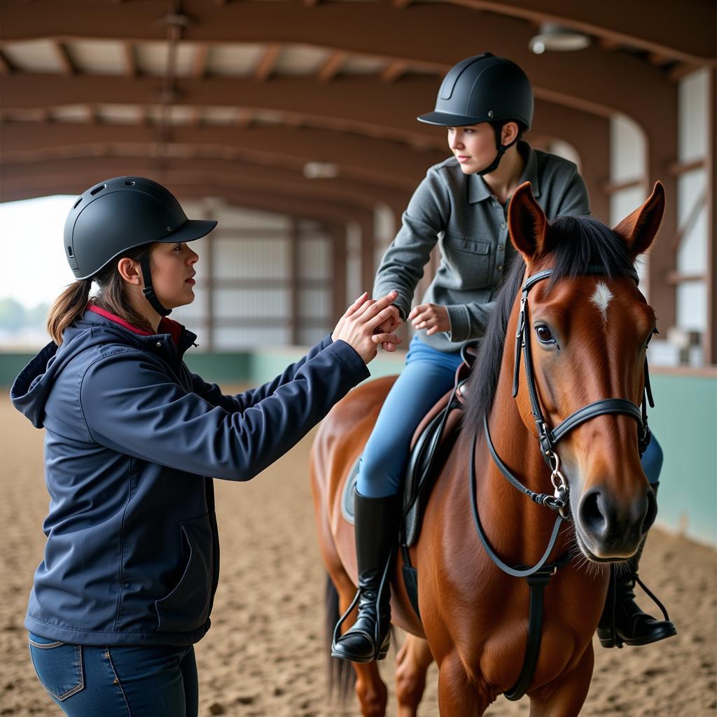 A riding lesson taking place at the Magnolia Community Horse Arena.