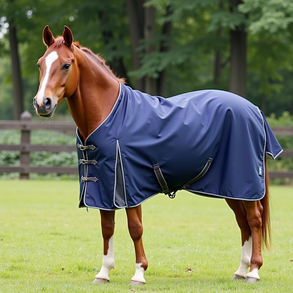 Miniature horse wearing a well-fitting blanket