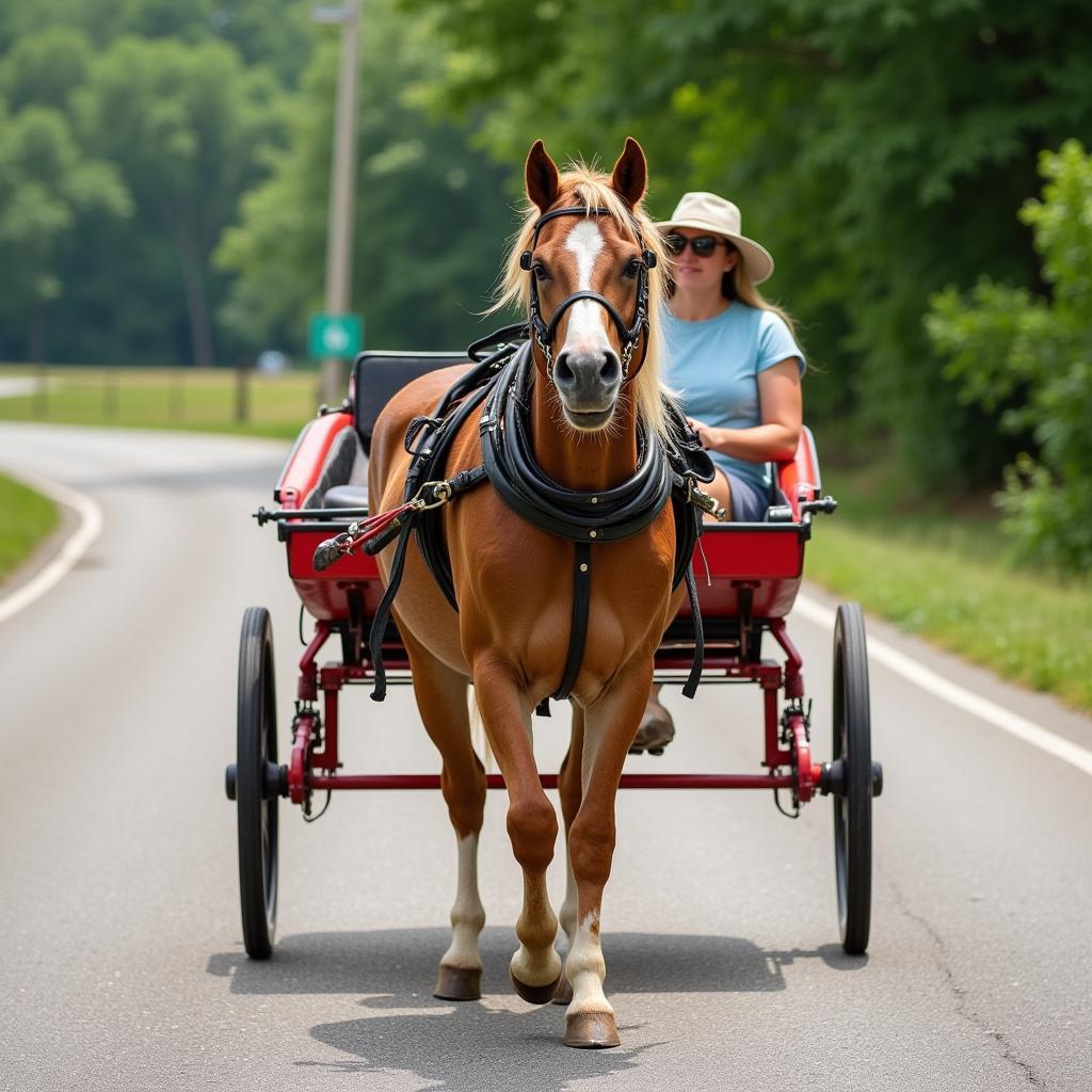 Miniature Horse Pulling a Cart in Missouri