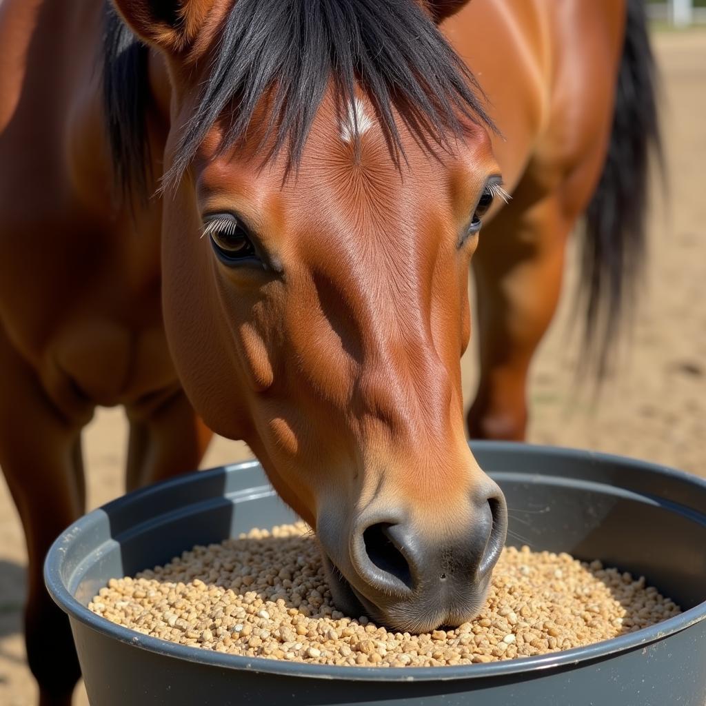 Miniature Horse Enjoying Purina Feed