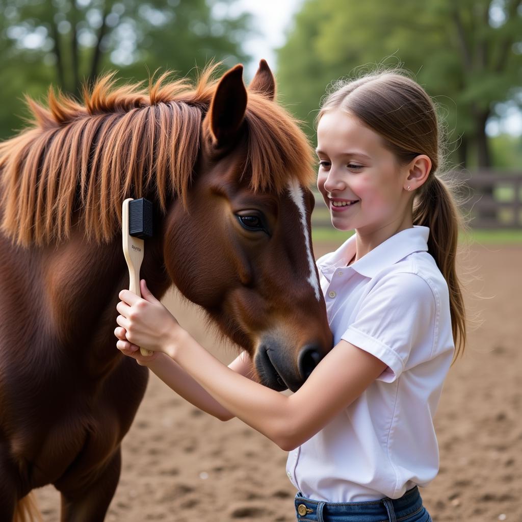 Grooming a Miniature Horse