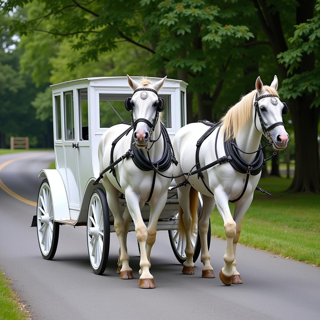 Modern Horse-Drawn Hearse with White Horses