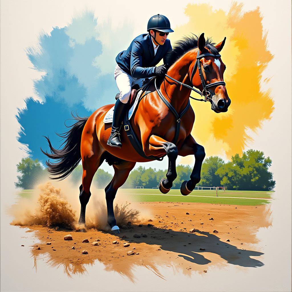 Abstract Horse Jumping Painting