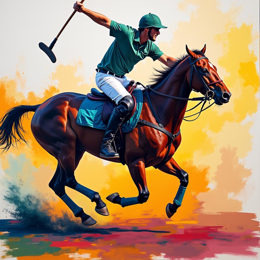 Modern Horse Polo Painting Abstract