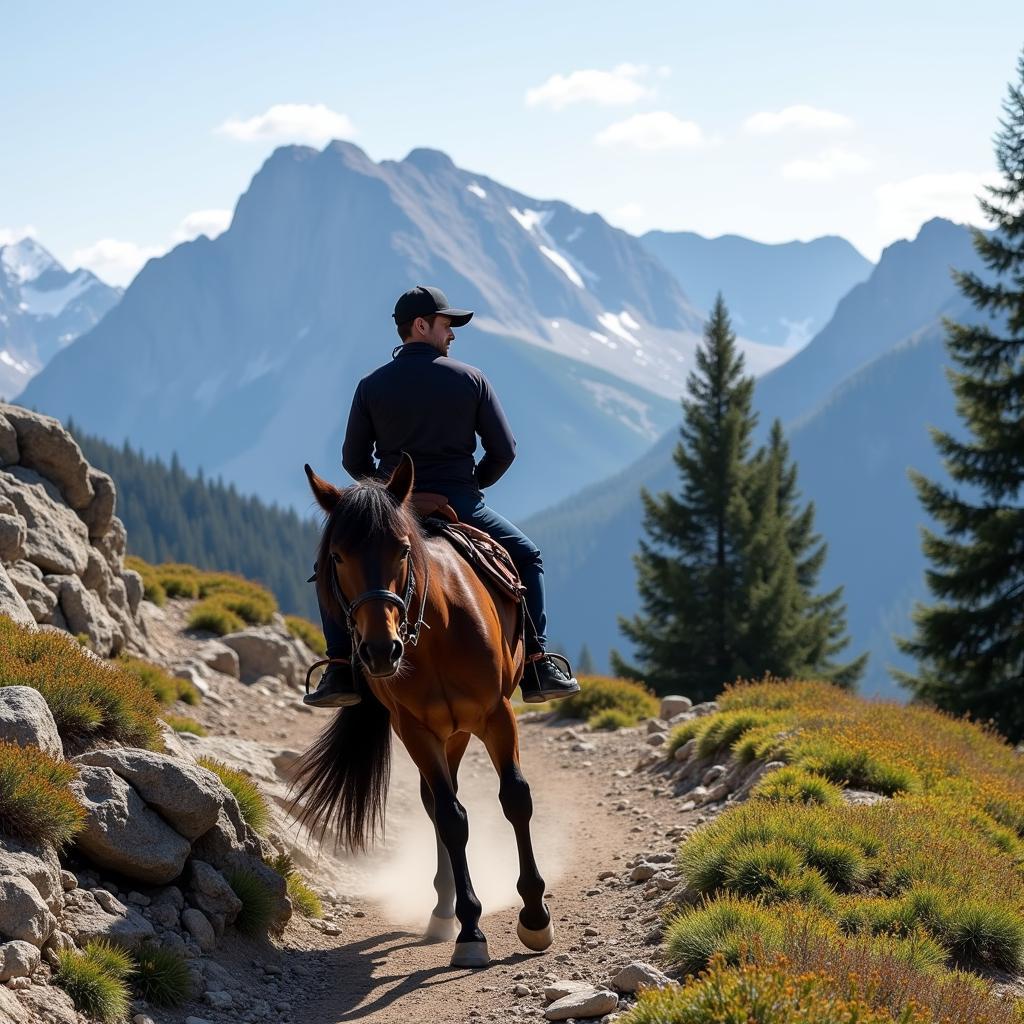 Moyle Horse demonstrating surefootedness on a mountain trail