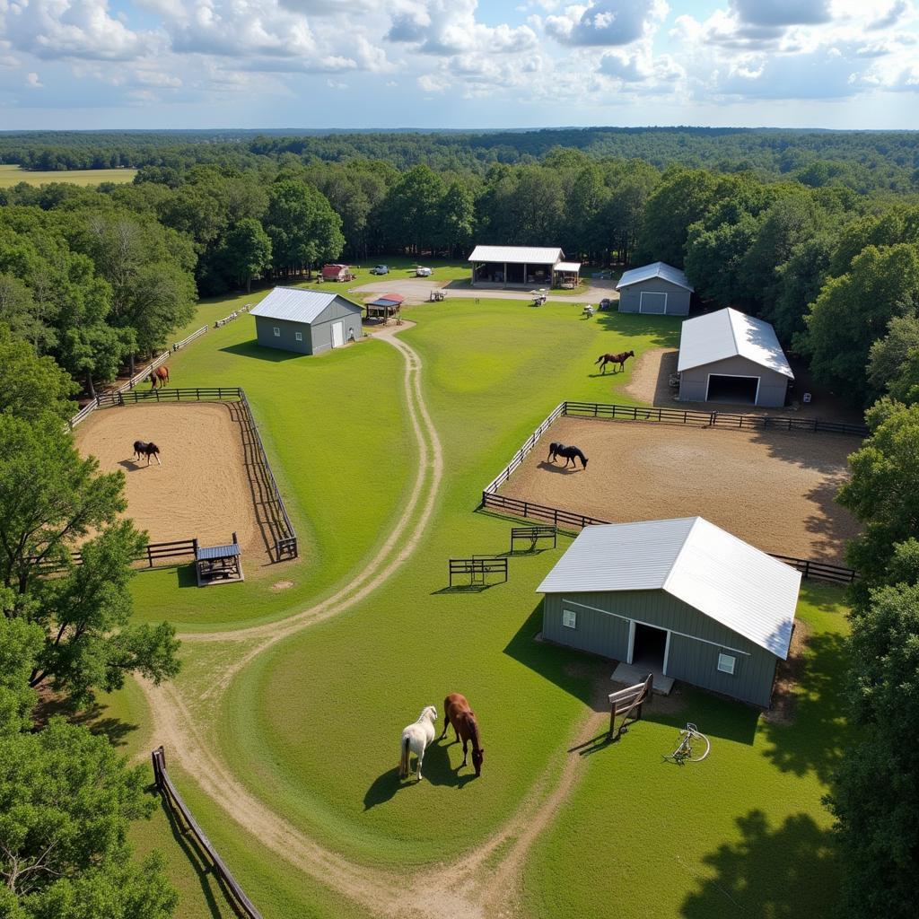 Horse boarding facilities in Ocala, Florida showcasing various amenities like lush pastures, covered arenas, and personalized care.