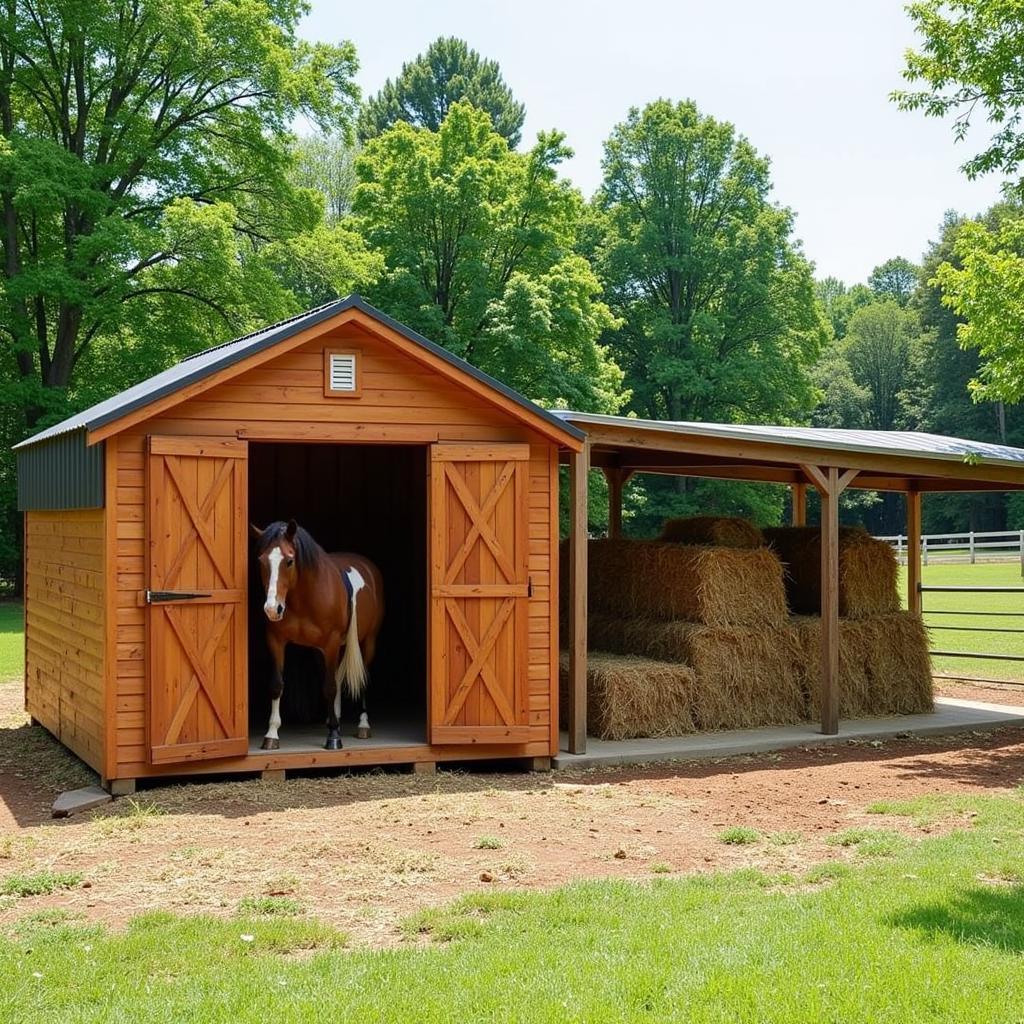 Run-in shed on a one-acre horse property