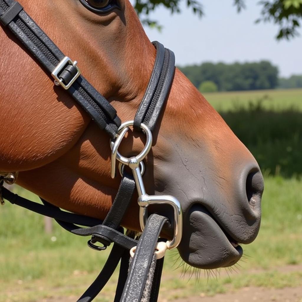 Horse wearing a ported bit