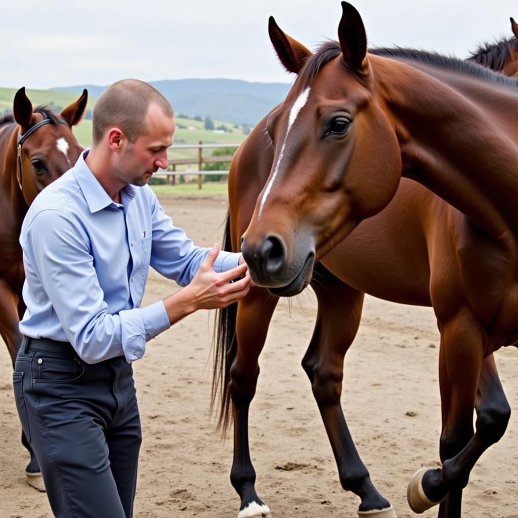 Veterinarian Conducting a Pre-Purchase Exam on a Horse