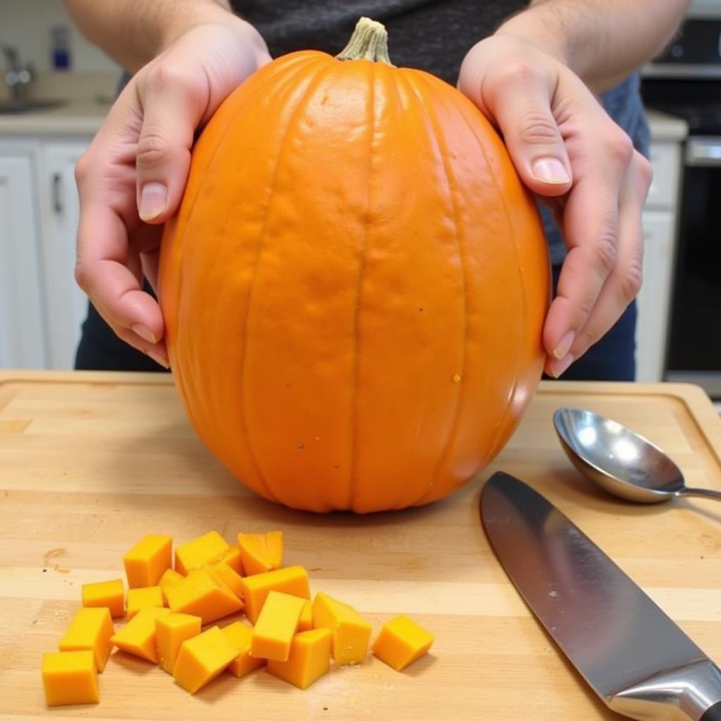 Preparing Pumpkin for Horse Consumption