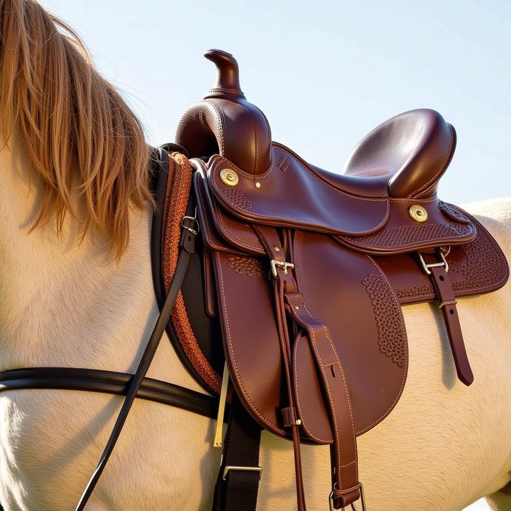 Properly fitted tack for heavier riders on a draft horse