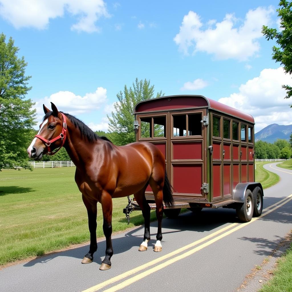 Restored Horse Trailer on the Road