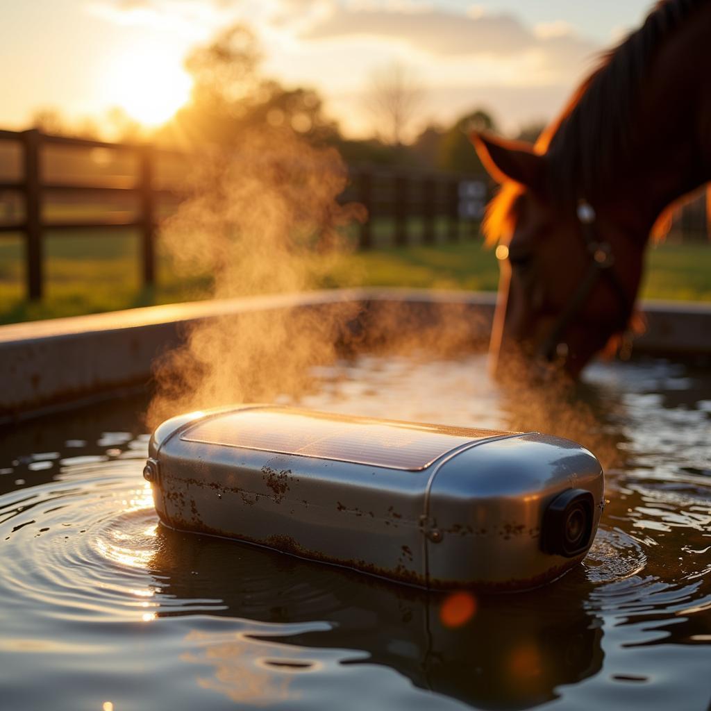 Solar Powered Horse Tank Heater in Use