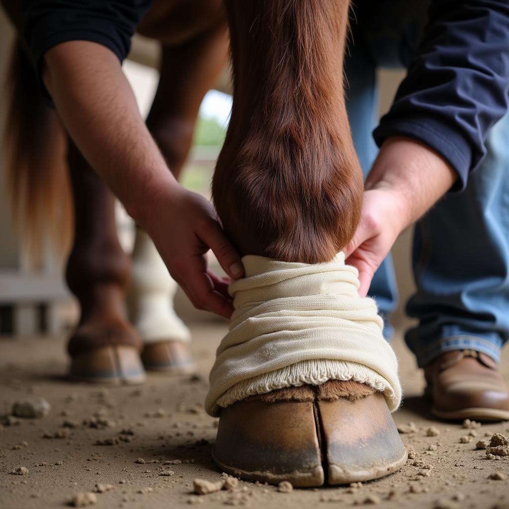 Applying a Sole Pack to a Horse's Hoof