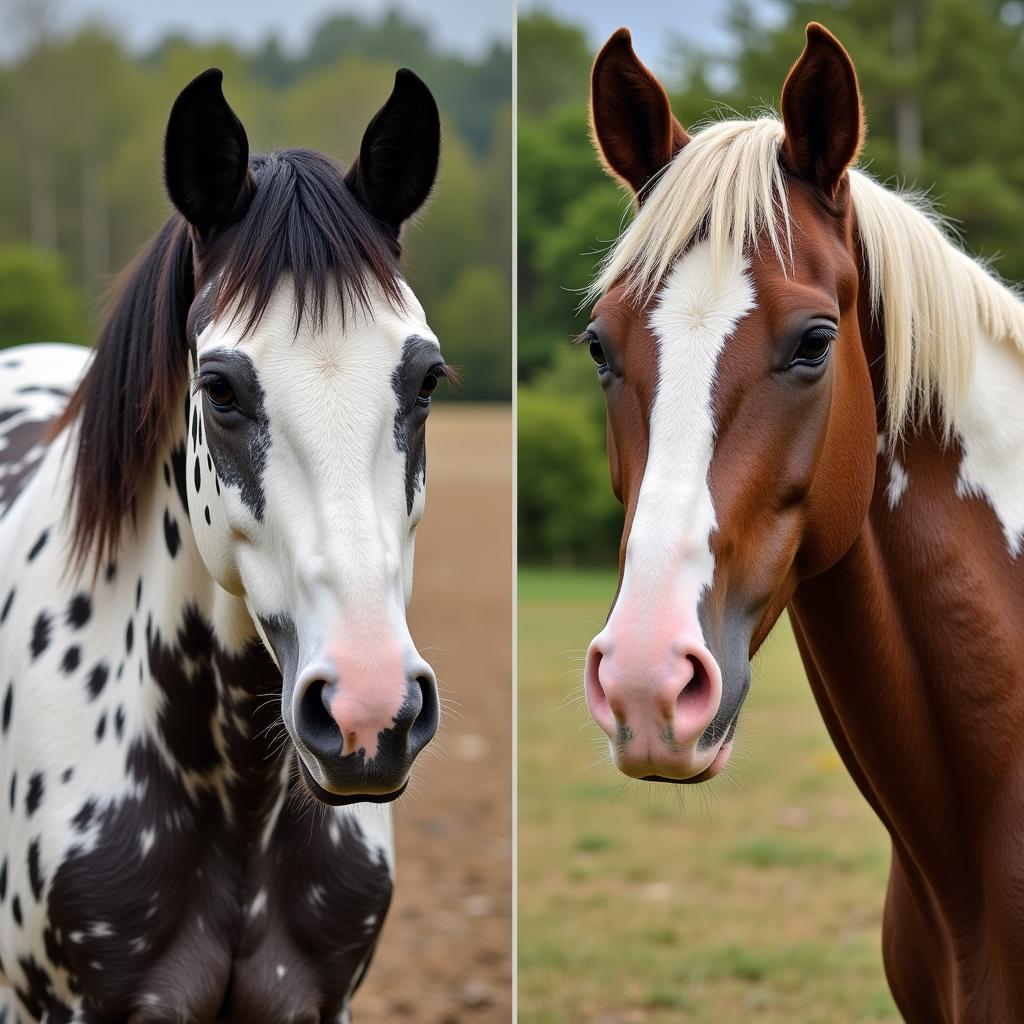 Appaloosa and Paint horses showcasing their distinct coat patterns