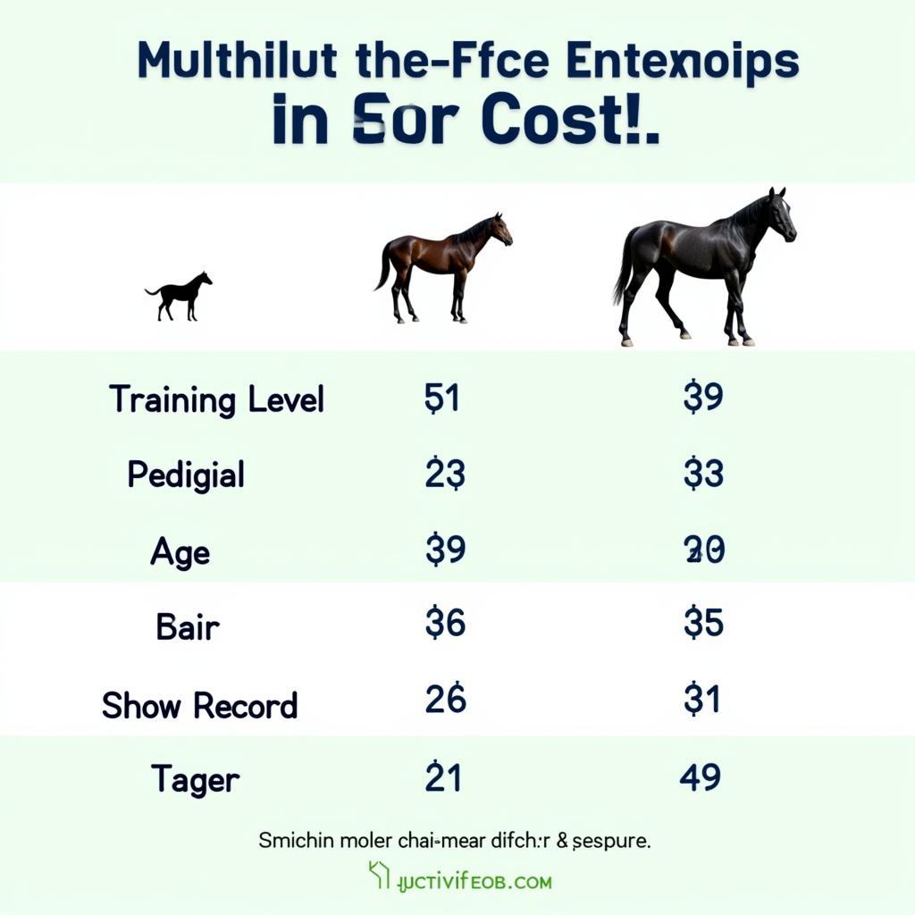 A graphic illustrating the various factors influencing the price of a spotted saddle horse.