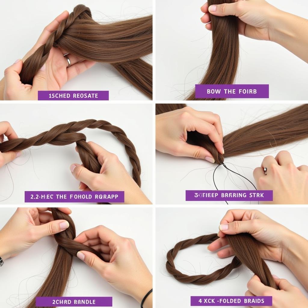 A step-by-step visual guide on how to create horse button braids.