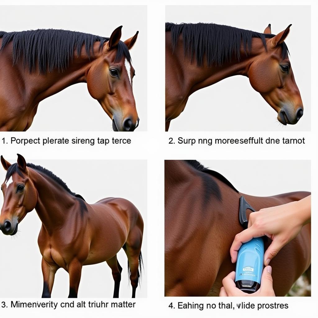 Step-by-step demonstration of clipping a horse