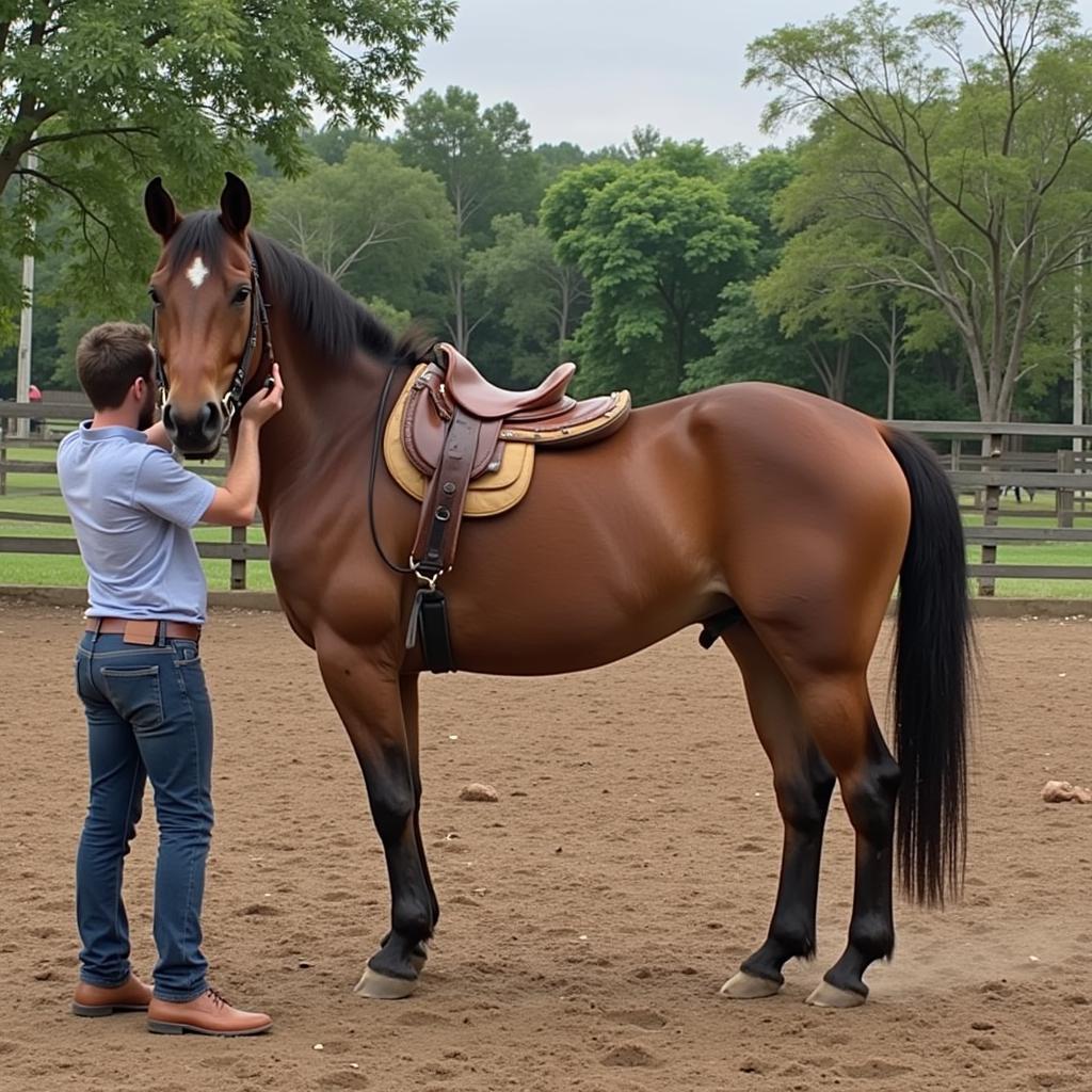 Trainer Working with Horse