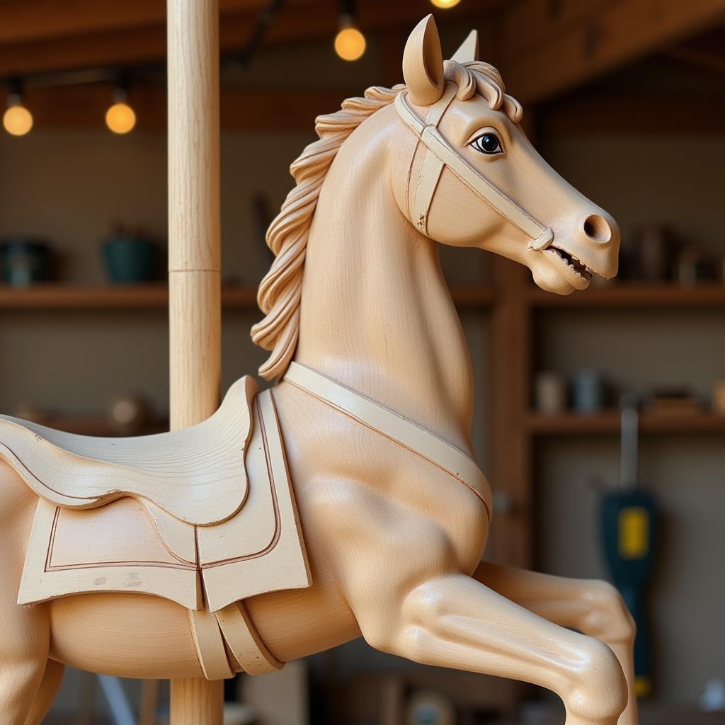 Unfinished Carousel Horse Wood Carving