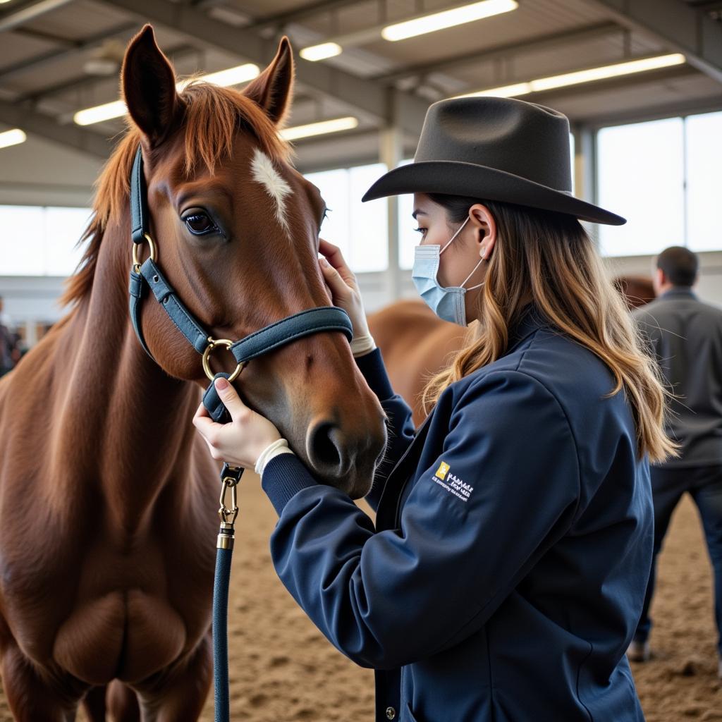 Veterinarian Examining a Horse