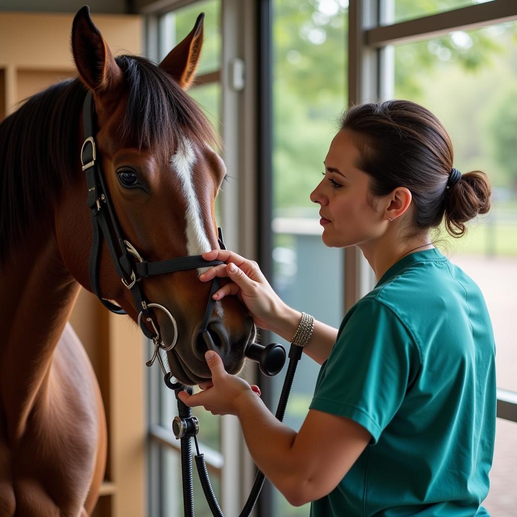 Veterinarian Examining a Horse