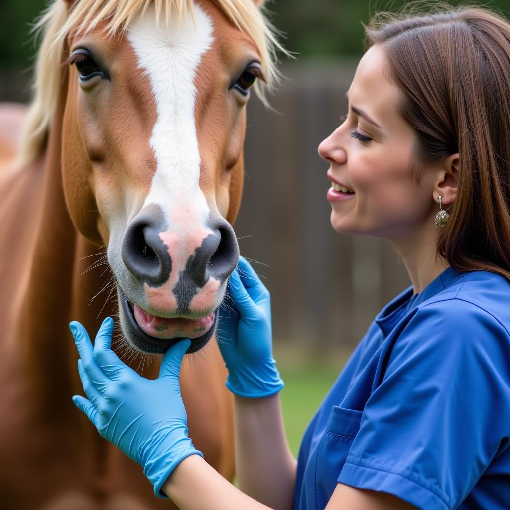 Veterinarian Examining a Horse