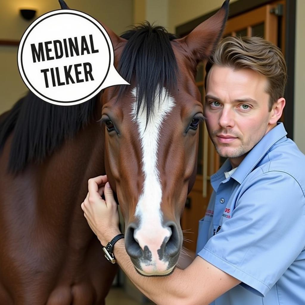 Veterinarian Examining a Horse