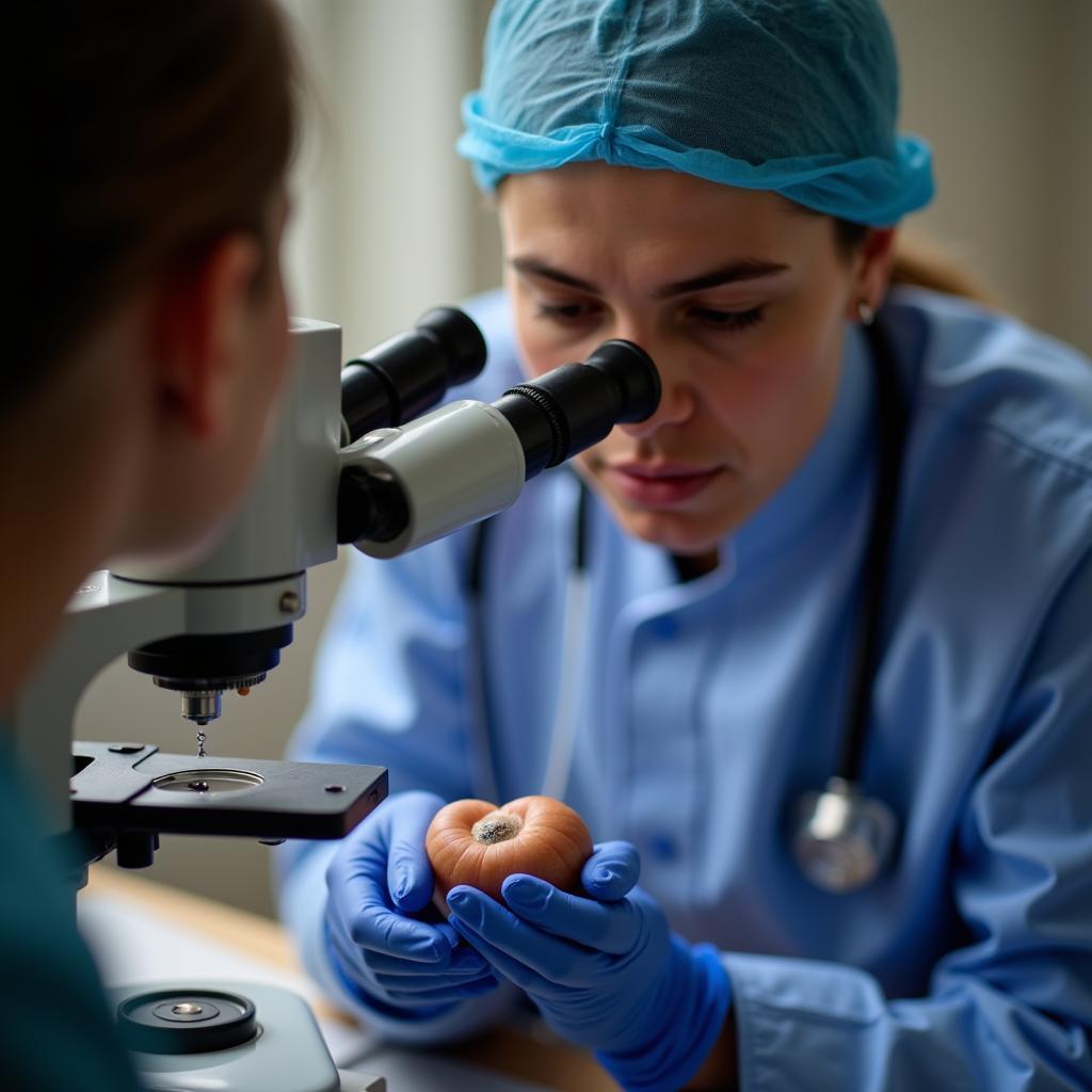 Veterinarian Examining Horse Embryo