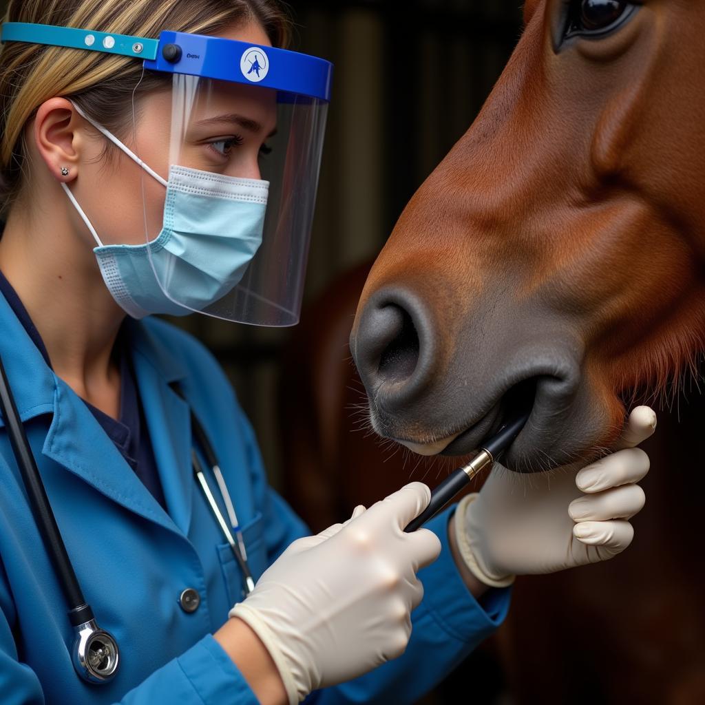 Veterinarian Examining Horse for Ulcers