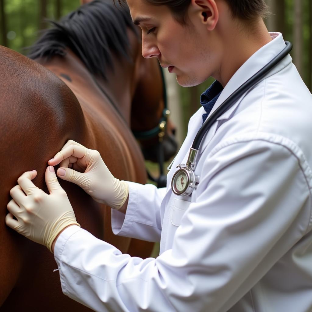 Veterinarian Examining Horse's Skin