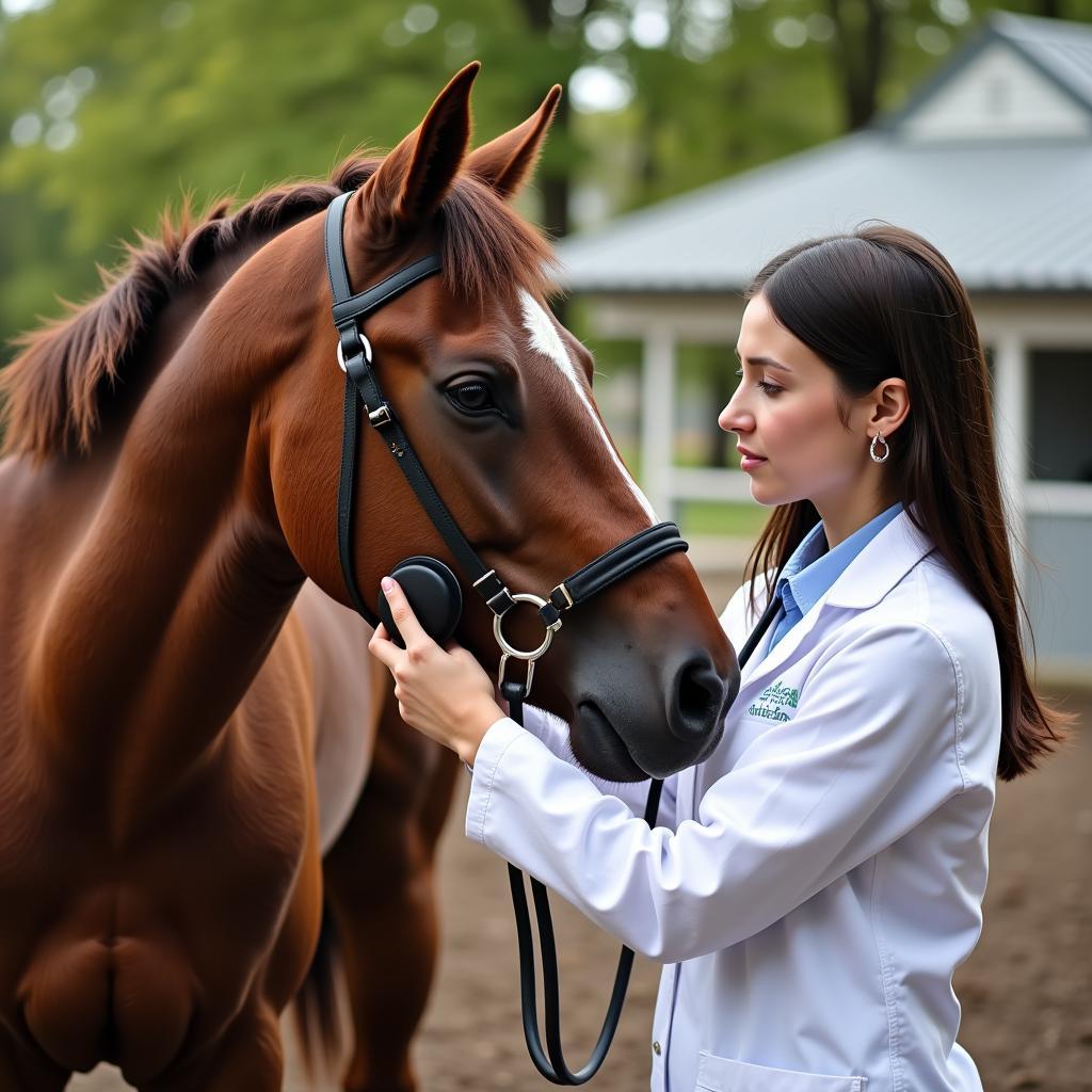 Veterinary checkup for a show horse