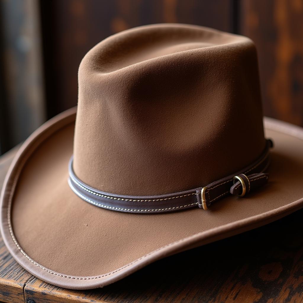 Detailed View of a Vintage Charlie One Horse Hat's Craftsmanship