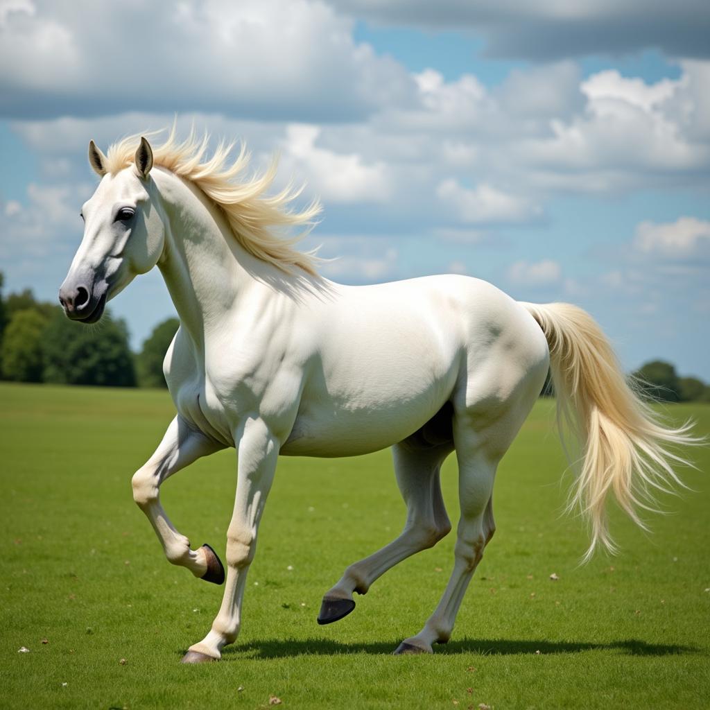 White Horse Running in a Field