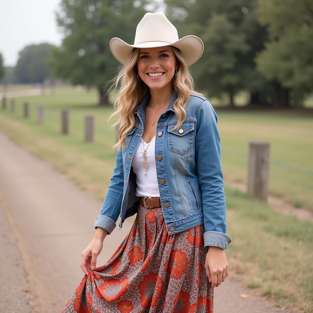 Woman Wearing a Charlie One Horse Cowboy Hat