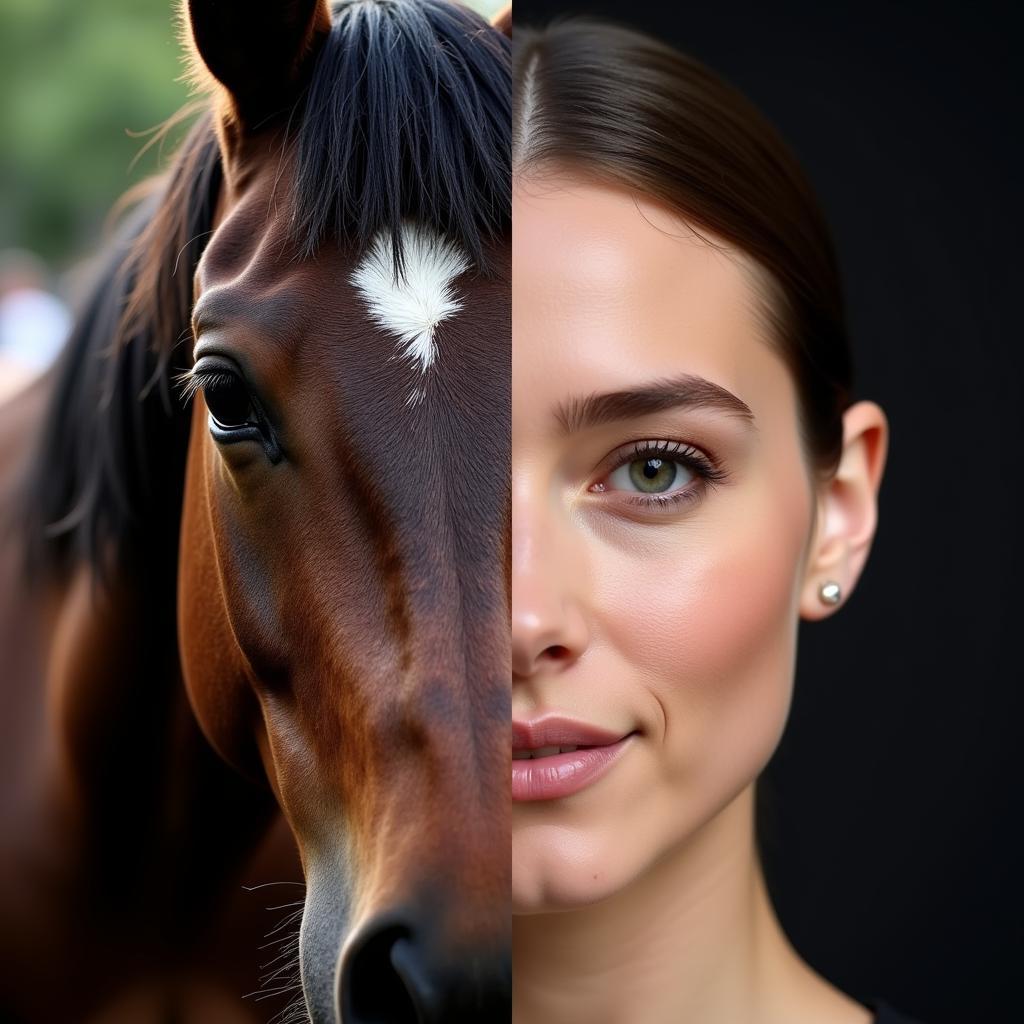 Comparison of Facial Features Between Actress and Horse