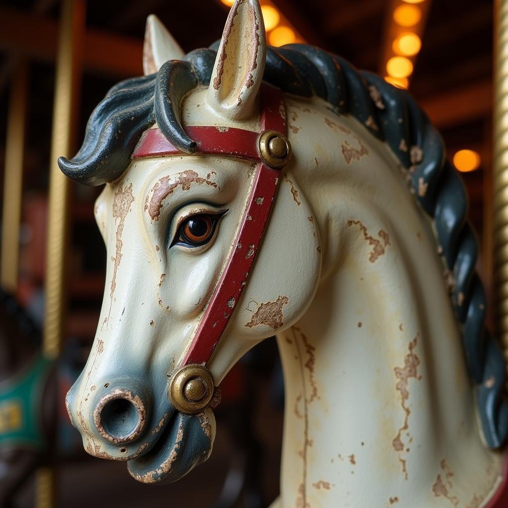 Antique Carousel Wooden Horse Head