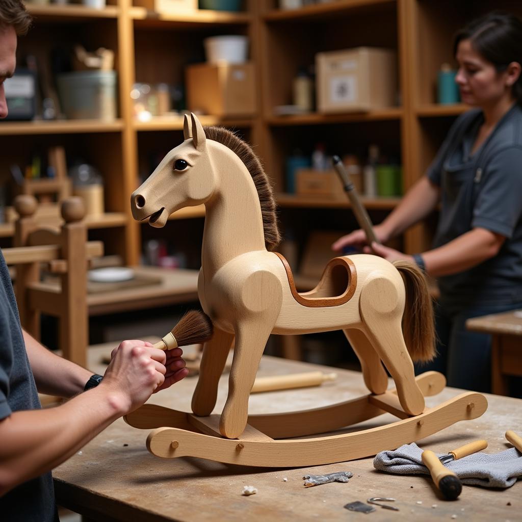 Restoring an antique wooden rocking horse