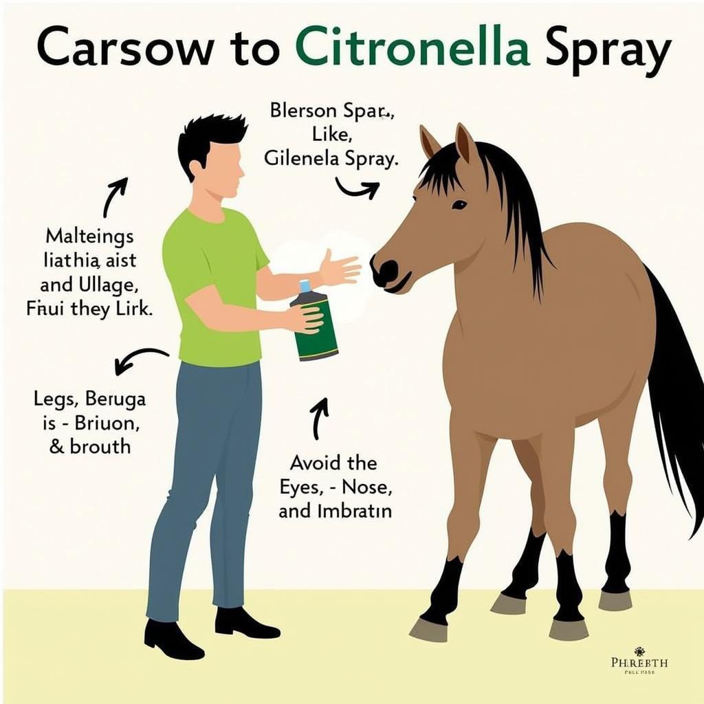 Applying Citronella Spray on a Horse