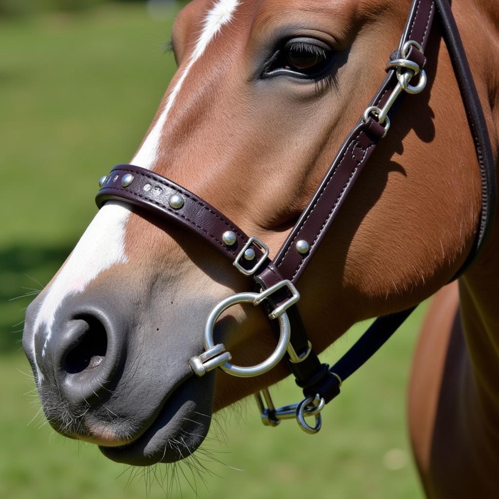 Close-up of an Argentina bit on a horse