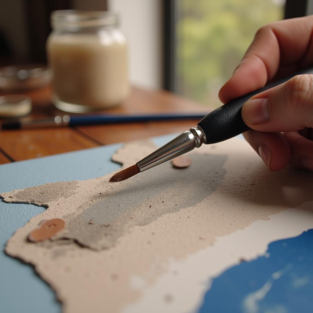 Artist painting with a horse hair brush, demonstrating proper technique.