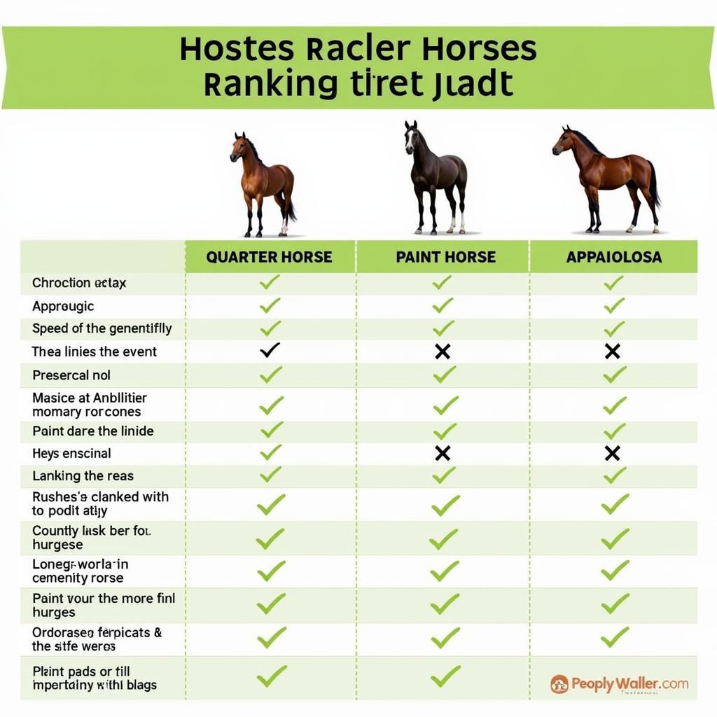 A side-by-side comparison chart of different barrel racing horse bloodlines, highlighting their key characteristics and performance statistics.