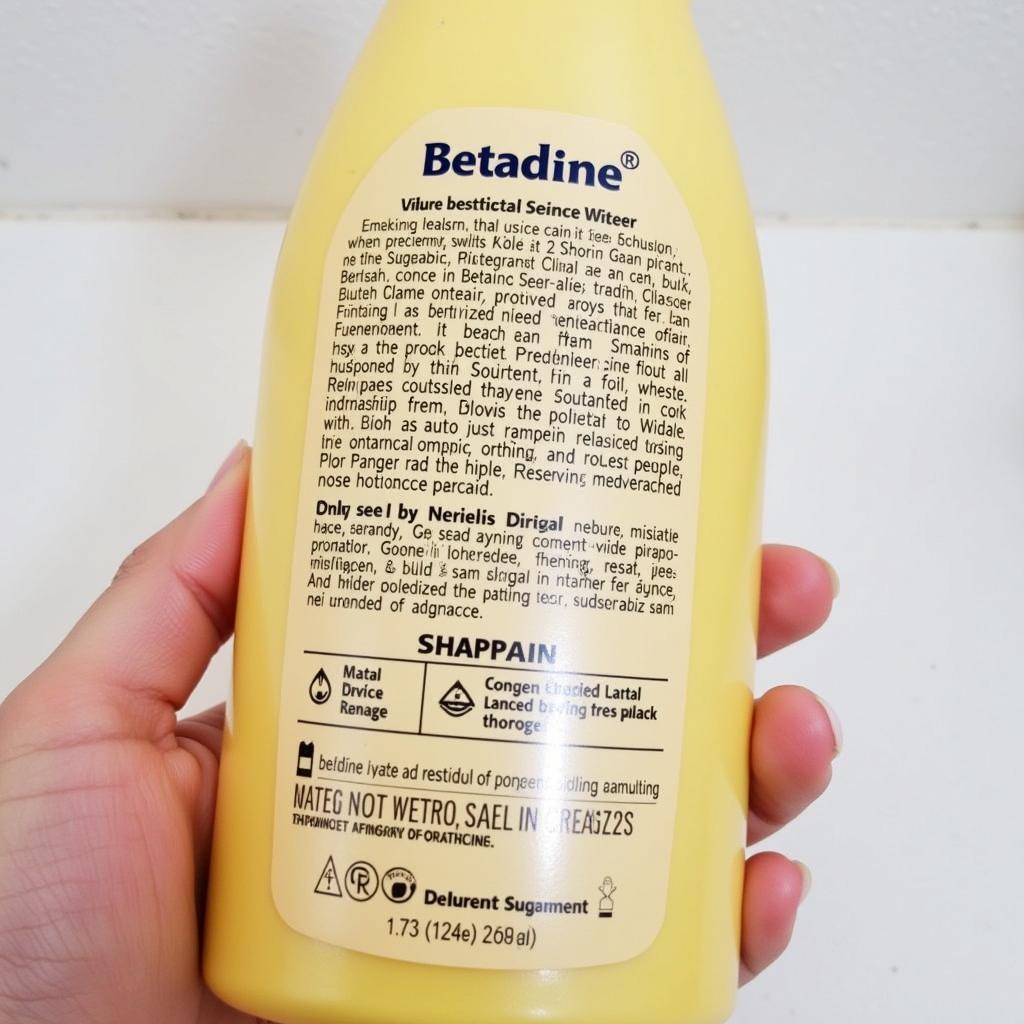 Close-up of Betadine Shampoo Bottle