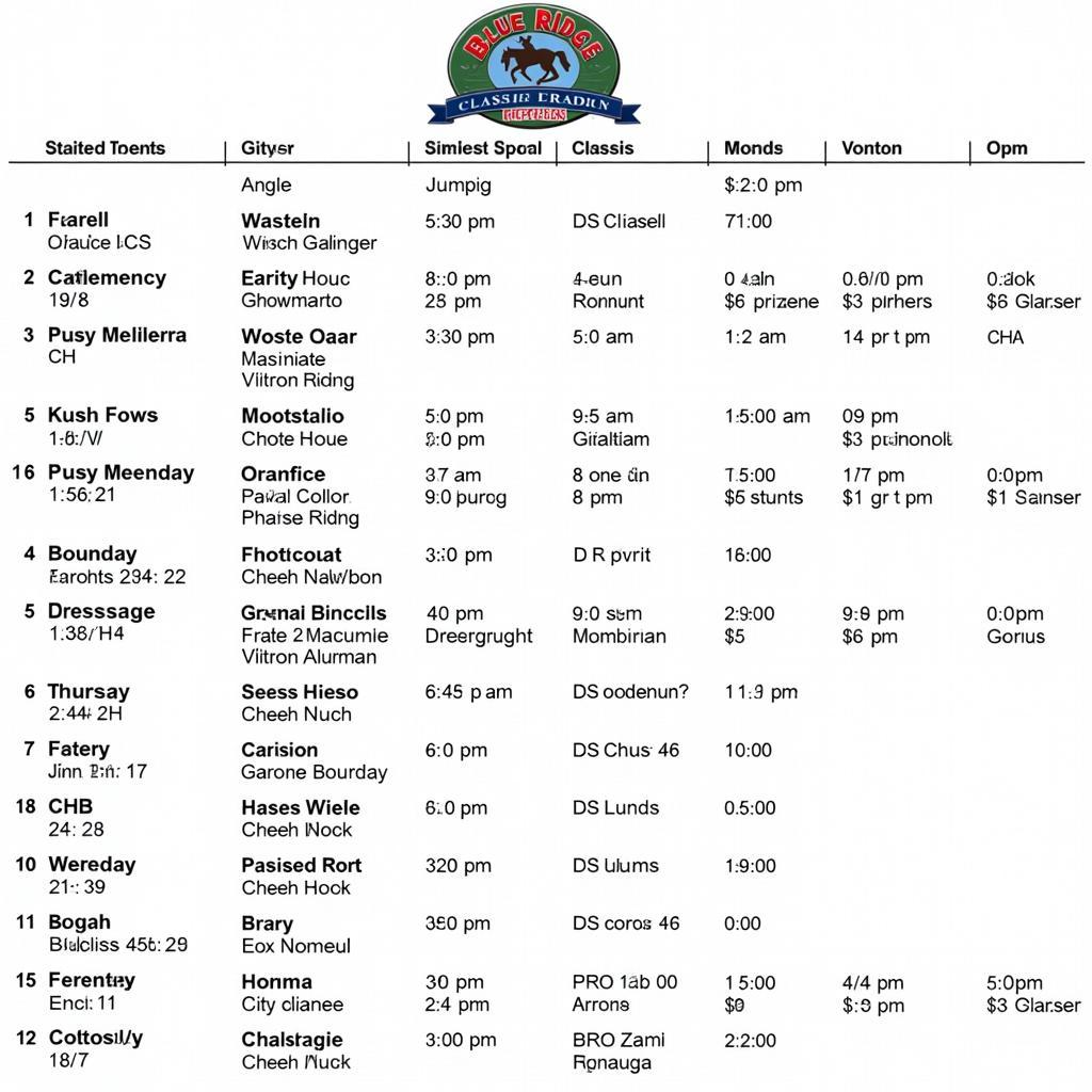 Blue Ridge Classic Horse Show Schedule 2024