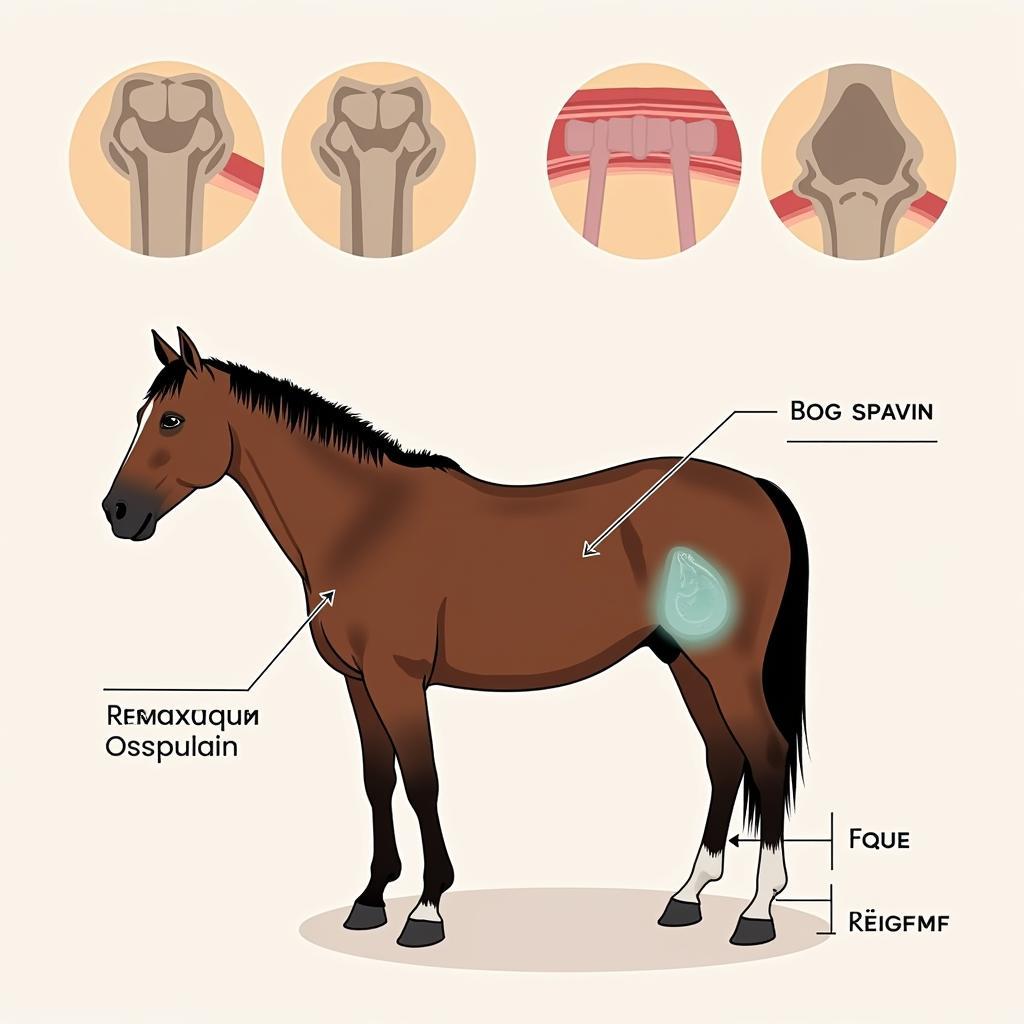 Swelling in the horse's hock due to bog spavin