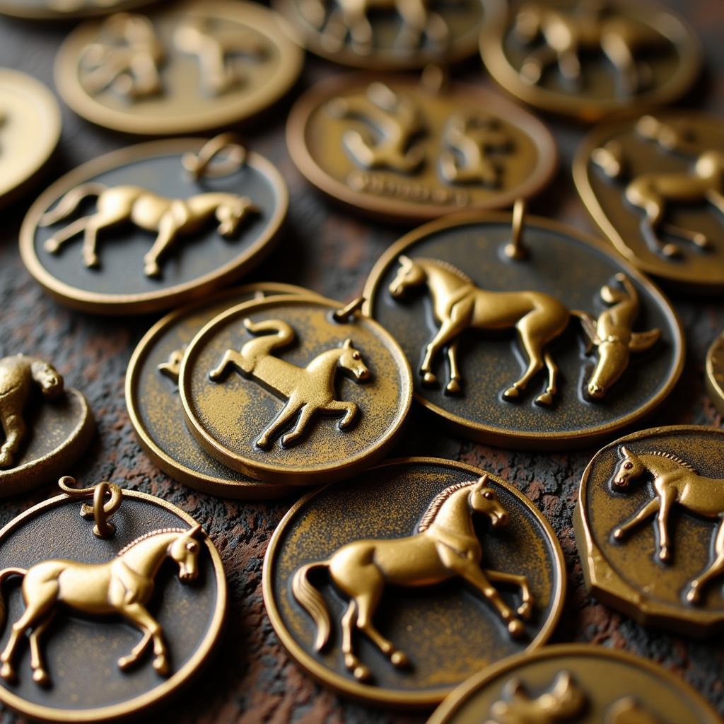 Collection of Antique Brass Horse Medallions