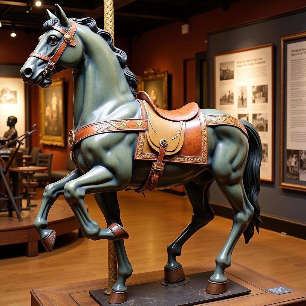 Bronze Carousel Horse in a Museum Display