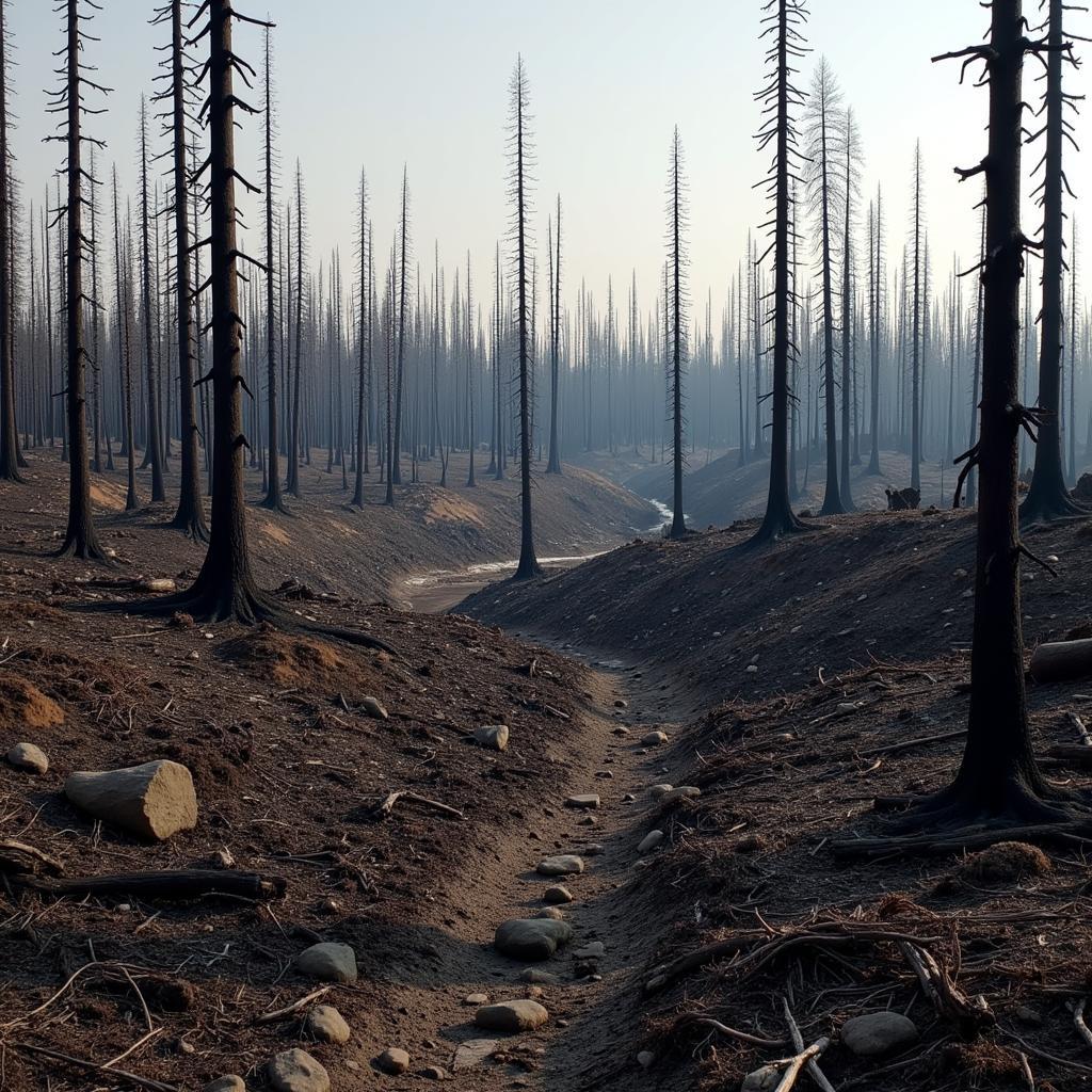 Burnt Pasture After Wildfire