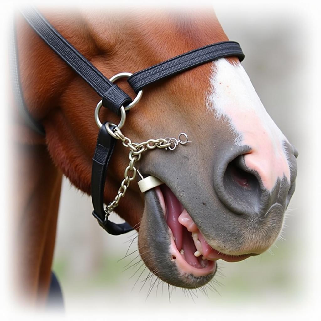 Chain bit in a horse's mouth