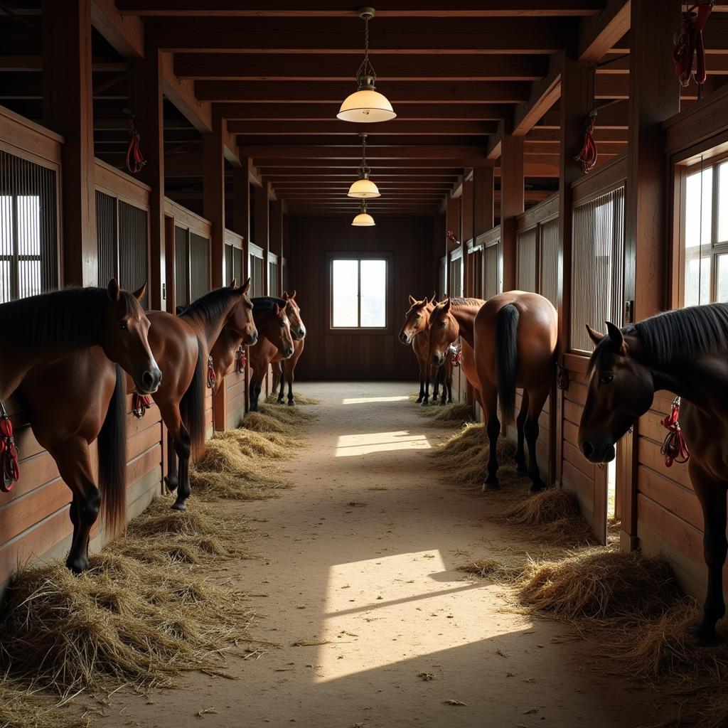 Horses for sale in a Chicago stable